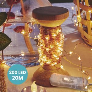 Guirlande Micro-Led Cuivre 20 m avec Bobine 200 LEDs