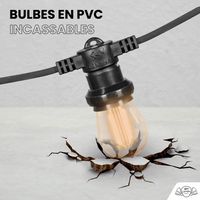 Guirlande Guinguette 30M Filament LED Ambré 60 Bulbes Dimmables Avec Variateur et Télécommande