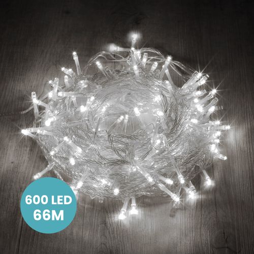 Guirlande Lumineuse 66m Câble Transparent 600 Leds Blanc froid