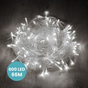 Guirlande de Noël 66m Câble Transparent 600 Leds Blanc froid