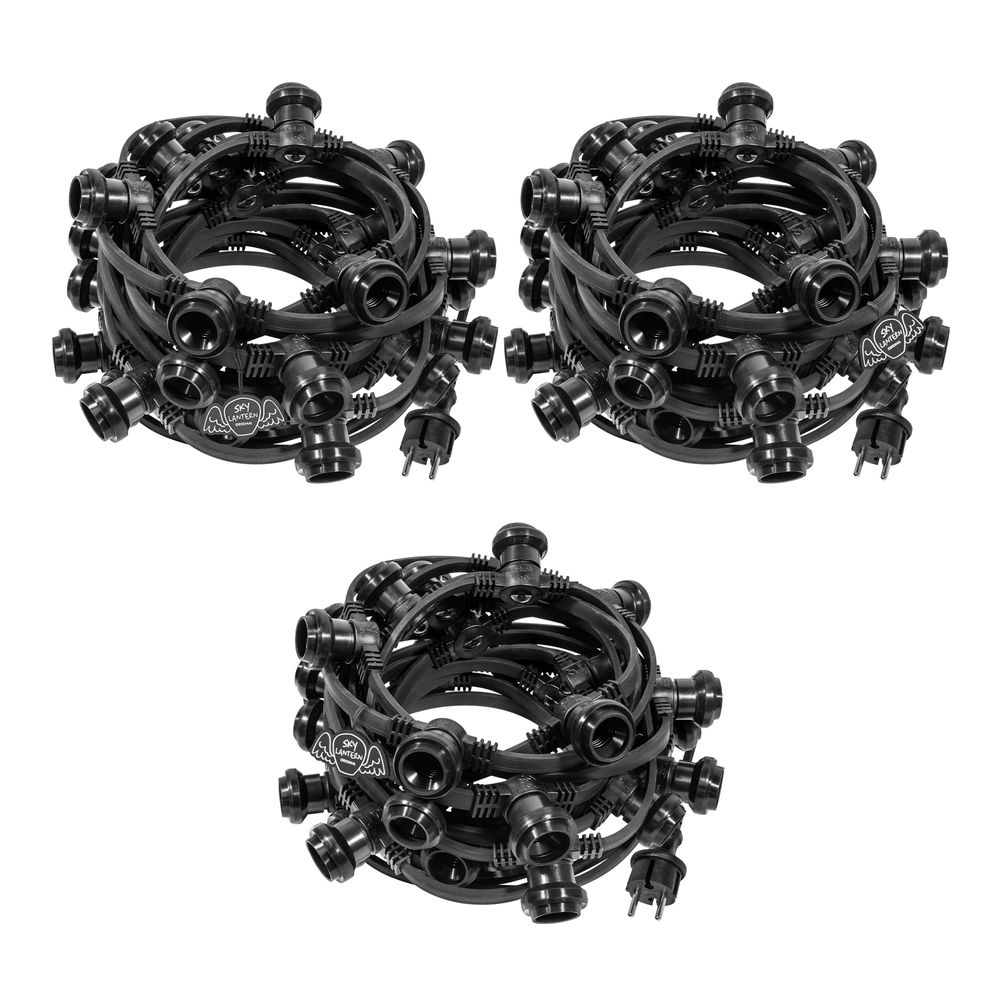 Guirlande Guinguette Noire IP65 30M 90 Douilles pour Ampoules E27 