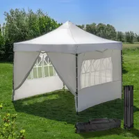 Tonnelle Pliante 3x3m imperméable 320 g/m2 Blanche + 4 parois 