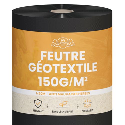 Feutre géotextile non tissé de 50m² Épaisseur 150g/m²