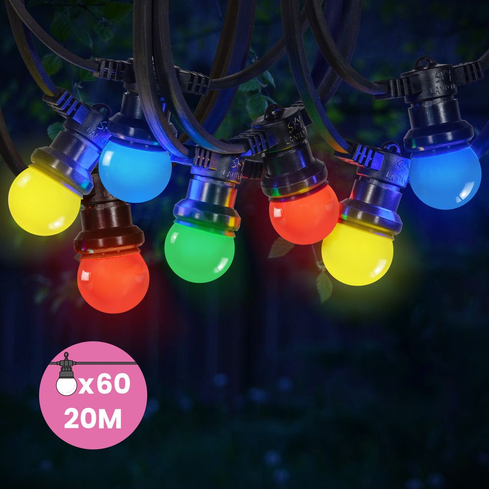 Guirlande Guinguette IP65 20M 60 Bulbes multico