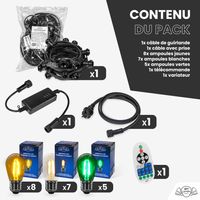 Guirlande de Noël Extérieure "Forestière" IP65 – 10 m 20 Ampoules avec Variateur & Télécommande