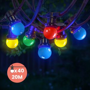 Kit Guirlande Guinguette IP65 20M 40 Bulbes Multicolores