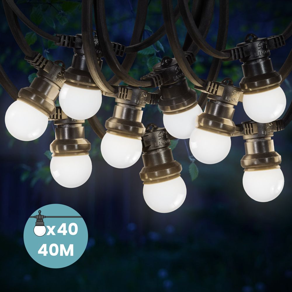 Kit Guirlande Guinguette 40m IP 65 Blanche
