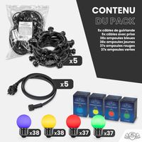 Guirlande Guinguette IP65 50M 150 Bulbes multico