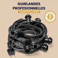 Guirlande Guinguette Noire IP65 10M pour Ampoules E27