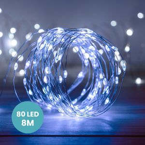 Guirlande 80 Micro LED Argent Blanc Froid 8M