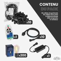 Guirlande Guinguette 100M Filament LED 200 Bulbes Dimmables Avec Variateur et Télécommande