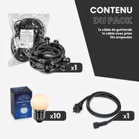 Guirlande Guinguette IP65 10m 10 bulbes Blancs