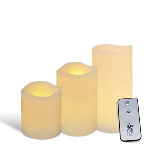 Pack de 3 bougies LED finition vagues avec télécommande