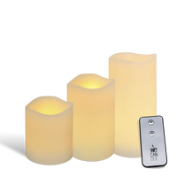 Pack de 3 bougies LED finition vagues avec télécommande