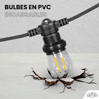 Guirlande Guinguette 50M Filament LED 150 Bulbes Dimmables Avec Variateur et Télécommande