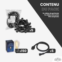 Guirlande Guinguette 50M Filament LED 150 Bulbes 