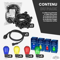 Guirlande Guinguette 10M Filament Multicolore LED 20 Bulbes