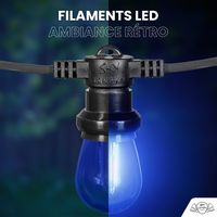 Guirlande Guinguette 50M Filament Multicolore LED 50 Bulbes 