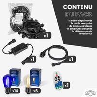 Guirlande de Noël Extérieure "Élégante" IP65 – 10 m 20 Ampoules avec Variateur & Télécommande