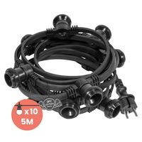 Guirlande Guinguette Noire IP65 5M 10 Douilles pour Ampoules E27