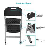 Lot Table et 4 Chaises Pliantes Noires