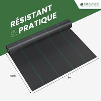 Lot Toile de Paillage 50M 65g/m² + 100 Sardines de Fixation en Plastique