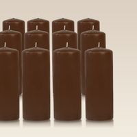 Pack de 12 bougies cylindres Cappuccino 6x15cm