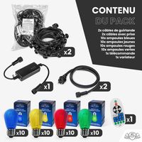 Guirlande Guinguette 20M Filament Multicolore LED 40 Bulbes Dimmables Avec Variateur et Télécommande