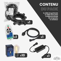 Guirlande Guinguette 5M Filament LED 10 Bulbes Dimmables Avec Variateur et Télécommande