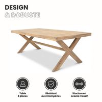Table de Jardin Eloise Bois Acacia Effet Teck - 8 Places