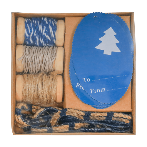 Etiquette Carton Sapin Blanc et Bleu