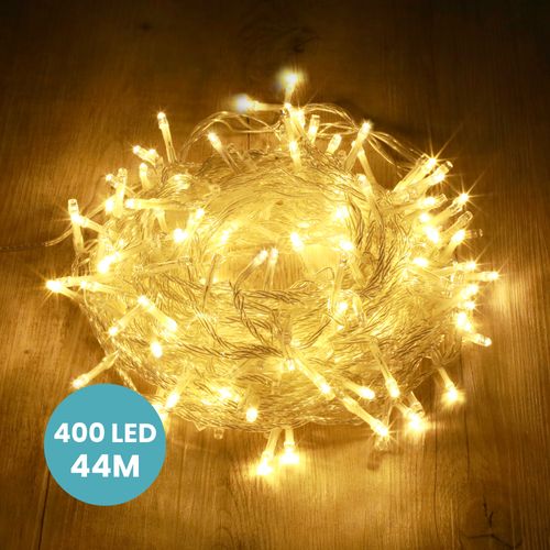 Guirlande Lumineuse 44m Câble Transparent 400 Leds Blanc chaud