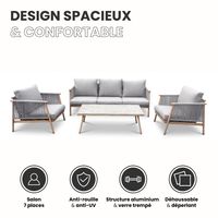 Salon de Jardin Vienne effet bois gris - 7 Places