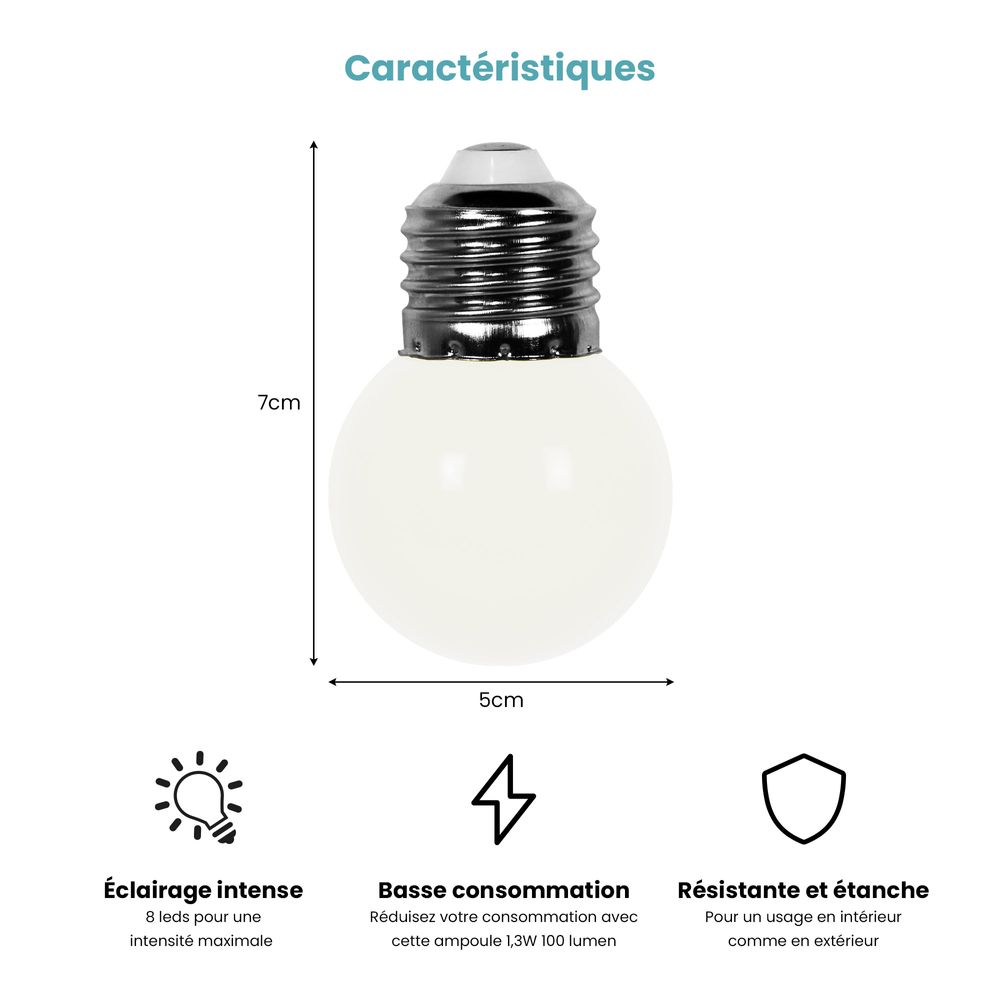 Ampoule à gouttelettes LED-HV lumière blanche chaude 2700 K attaque E27 9W  - Caesaroo