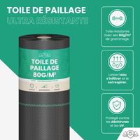 Lot Toile de Paillage 50M 80g/m² + 100 Sardines de Fixation en Plastique