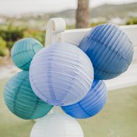 Lot de 12 Boules Japonaises Bleu Turquoise 50 cm