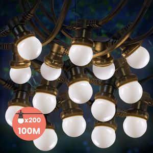 Kit Guirlande Guinguette IP65 100M 200 Bulbes Blancs