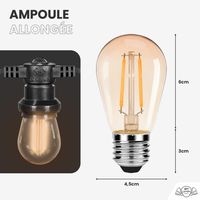 Lot 10 Ampoules Led Filament Ambrée E27 Dimmables - 2W