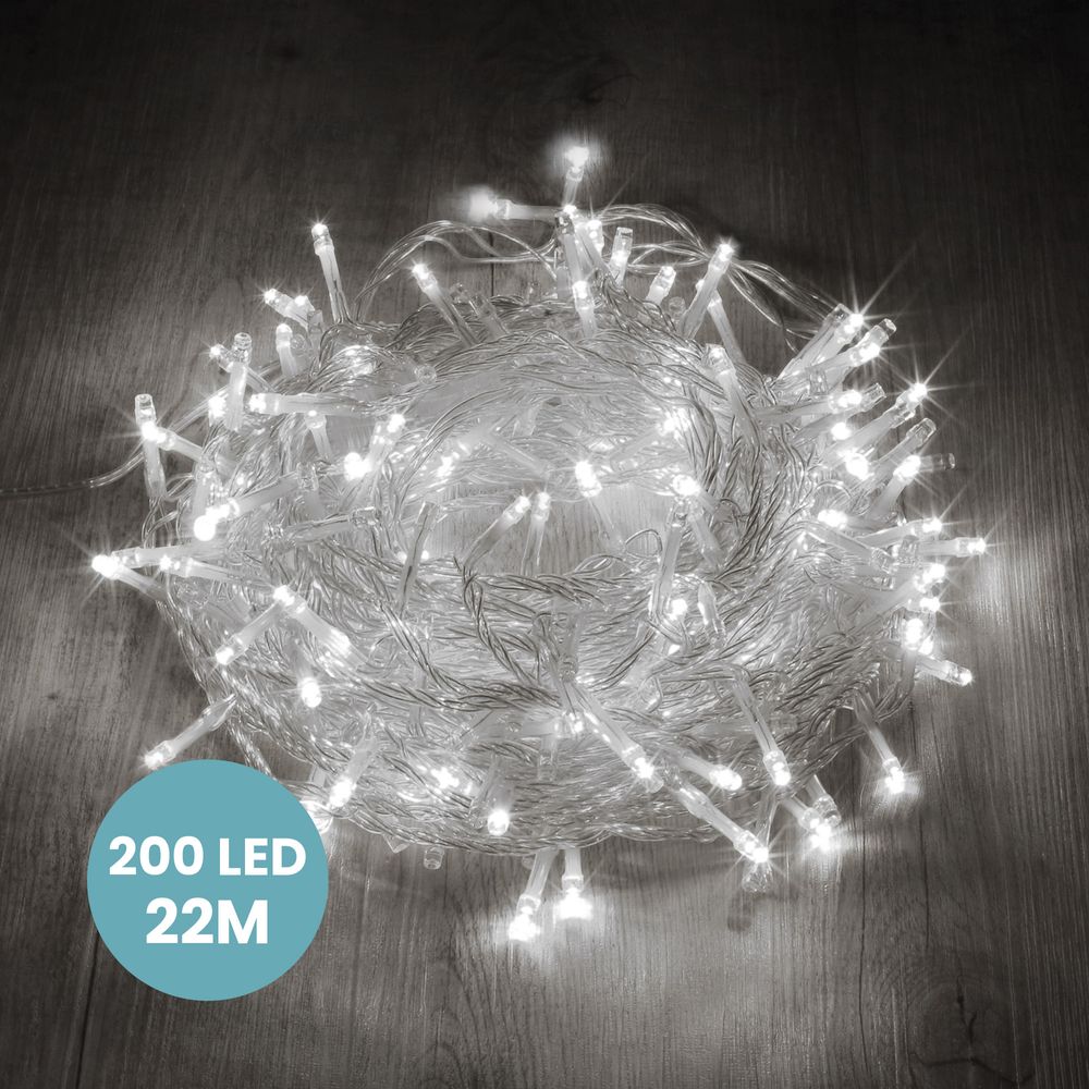 Guirlande Lumineuse 22m Câble Transparent 200 Leds Blanc froid