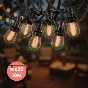 Guirlande Guinguette 10M Filament LED Ambrée 20 Bulbes