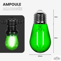 Lot de 10 Ampoules Guirlande Guinguette Led E27 vert