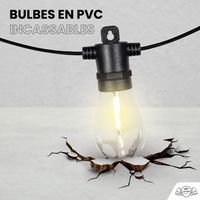 Guirlande Guinguette IP65 LED 30M 30 Bulbes Filament Allongé  Dimmables Avec Télécommande