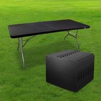 Lot de 10 Tables Pliantes 180x74 cm Noire Effet Rotin