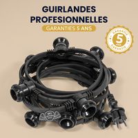 Guirlande Guinguette Noire IP65 5M 10 Douilles pour Ampoules E27