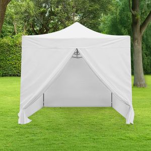 Tonnelle Pliante 3x3m imperméable 320 g/m2 Blanche + 4 parois 