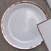 Assiettes  Carton Rose gold et pois x8