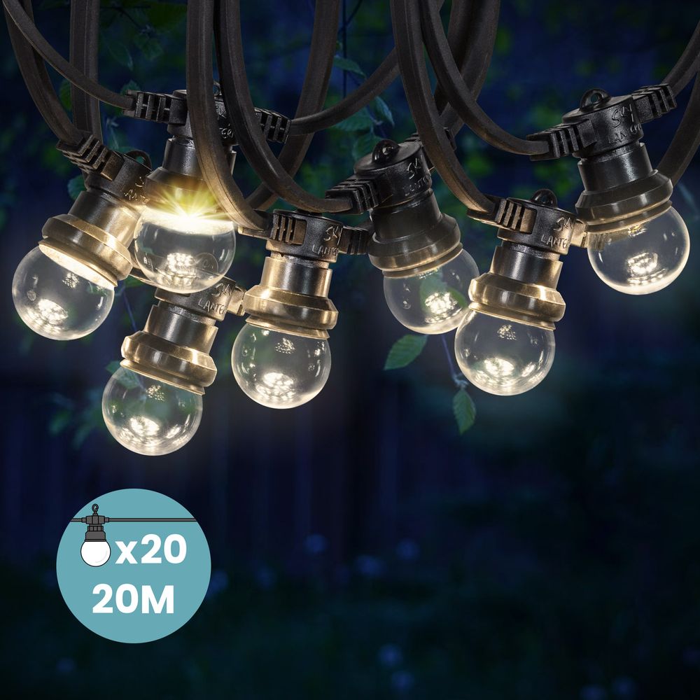 Kit Guirlande Guinguette 20m IP 65 Transparente Dimmables