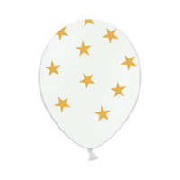 Ballon Latex Etoiles Blanc et Or