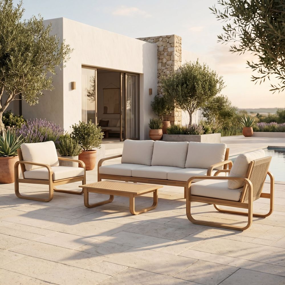 Salon de Jardin Pacifica Bois Acacia Effet Teck - 5 Places