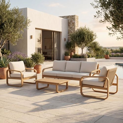 Salon de Jardin Pacifica Bois Acacia Effet Teck - 5 Places